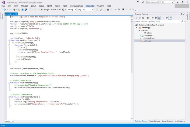 Up and Running in Visual Studio with node.js Project