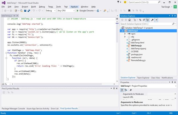 Visual Studio Node Project